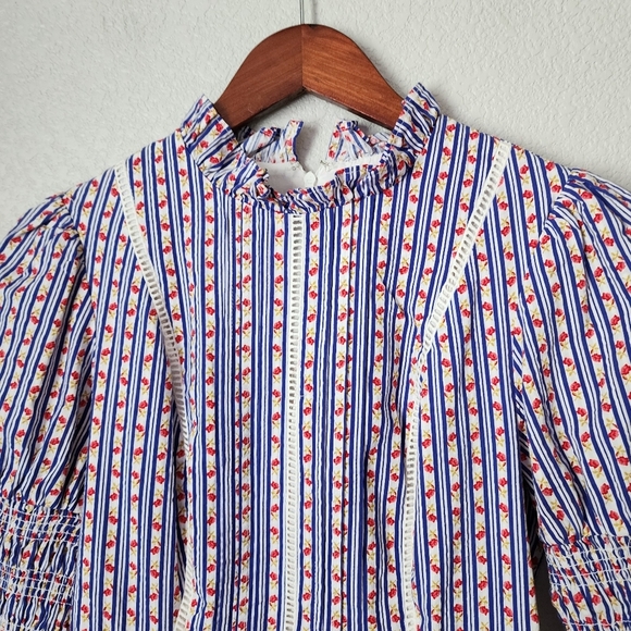 LAURA ASHLEY x‎ URBAN OUTFITTERS Maisy Mini Dress Smocked sleeve micro floral S - Picture 7 of 9